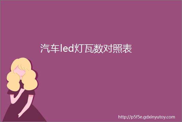 汽车led灯瓦数对照表